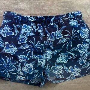 Blue Floral Kids Swim Trunks